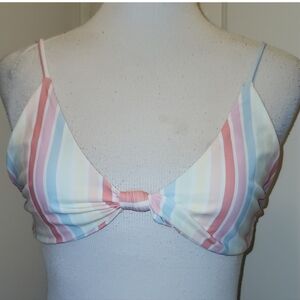 TOBI Multi Stripe Bikini Top Size Large NEW NWT Swimsuit